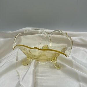 Jubilee Pattern, Lancaster Yellow, Depression Glass Candy Dish.